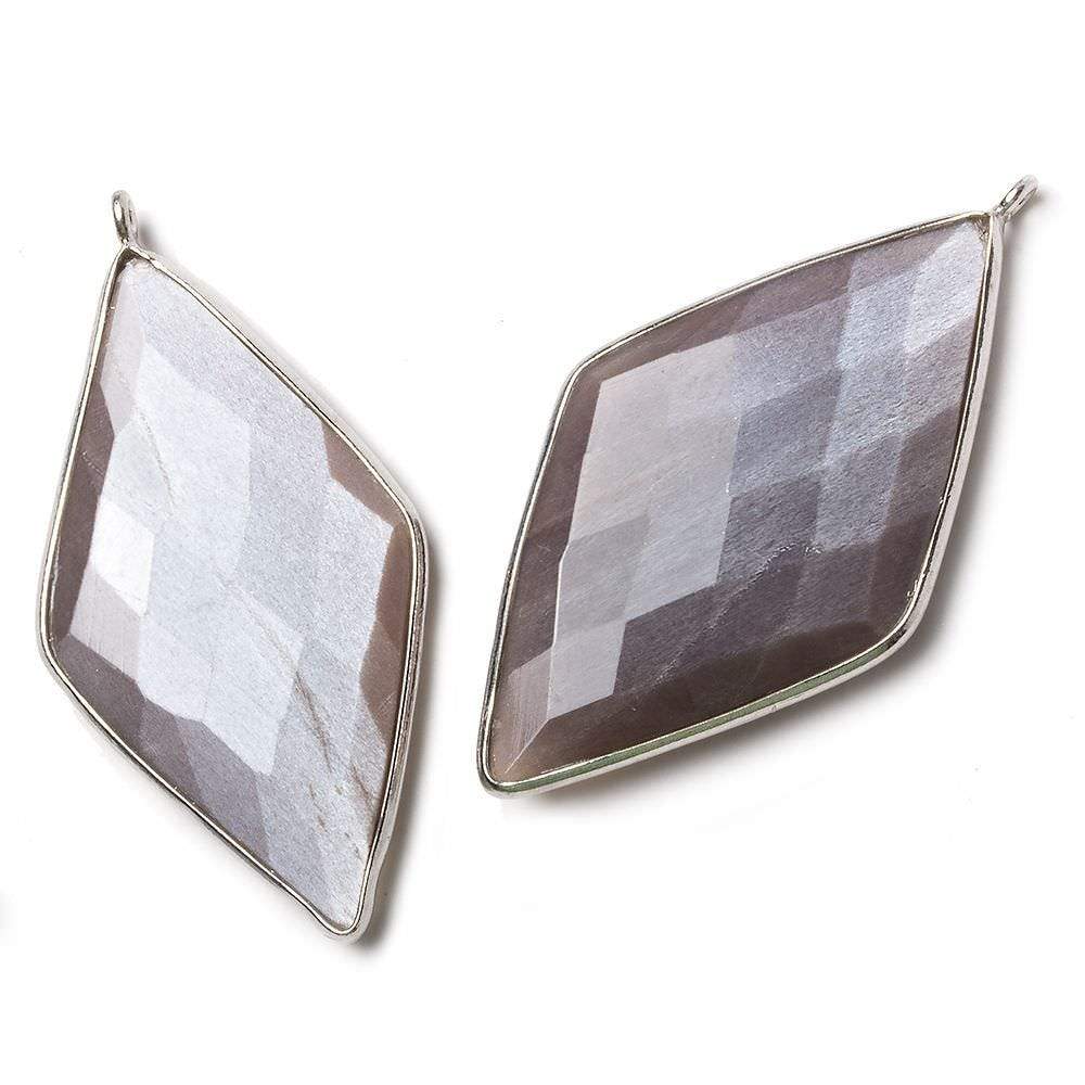 45x24mm Silver Bezel Chocolate Moonstone faceted Kite Pendant 1 piece (ONLINE ORDER ONLY)