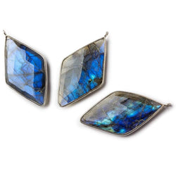 45x24mm Silver Bezel Labradorite faceted Kite Pendant 1 piece (ONLINE ORDER ONLY)