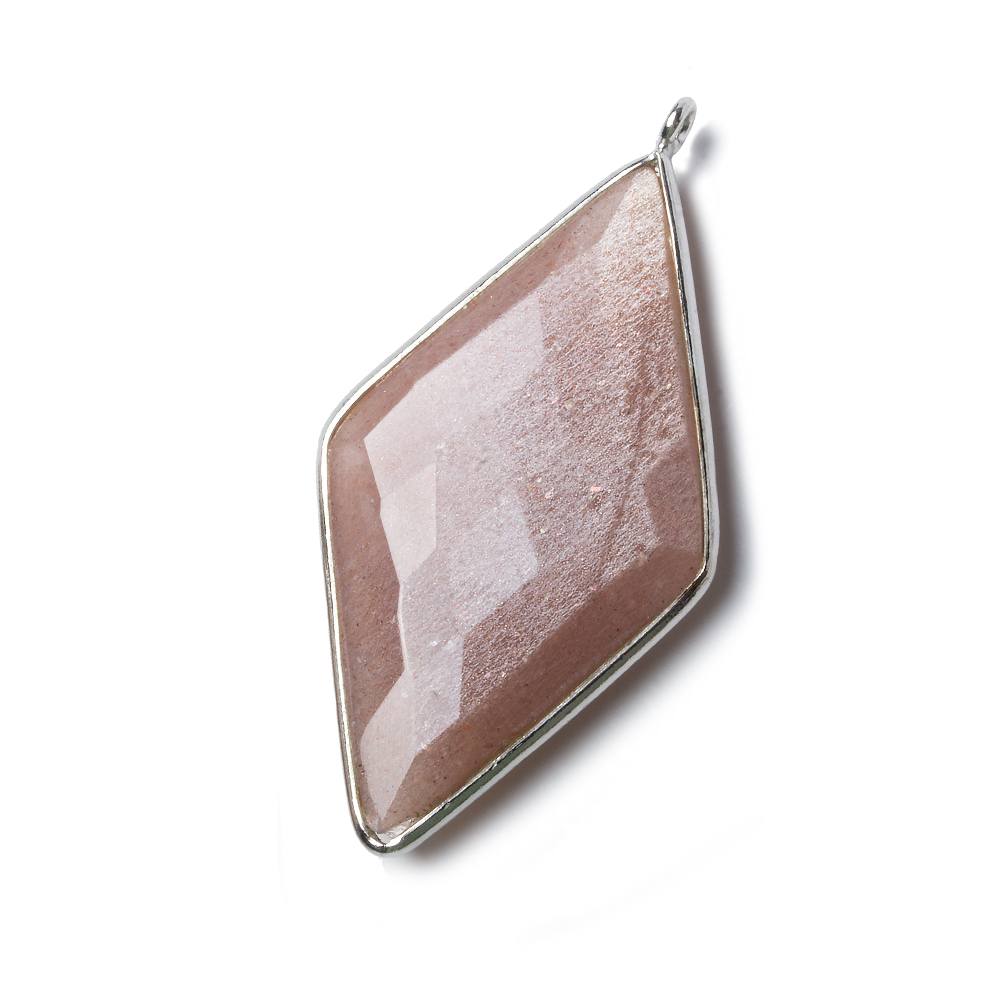 45x24mm Silver Bezel Peach Moonstone faceted Kite Pendant 1 piece (ONLINE ORDER ONLY)