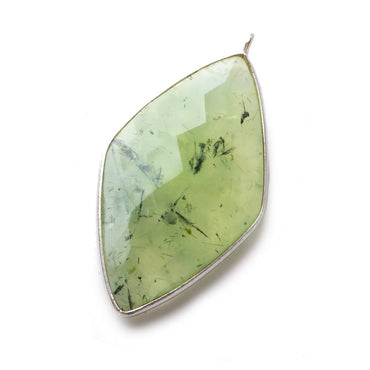 45x24mm Silver Bezel Prehnite faceted Kite Pendant 1 piece (ONLINE ORDER ONLY)