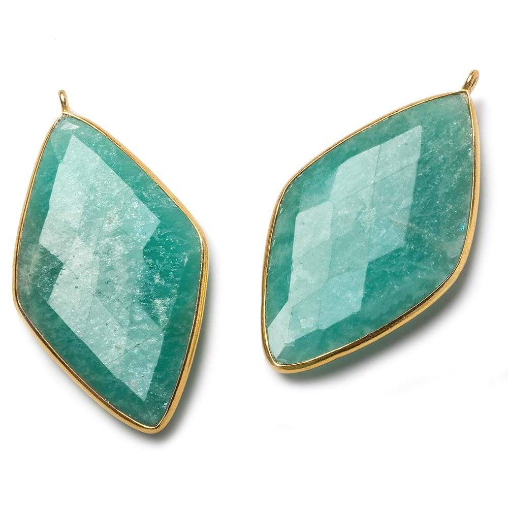 45x24mm Vermeil Bezel Amazonite faceted Kite Pendant 1 piece (ONLINE ORDER ONLY)