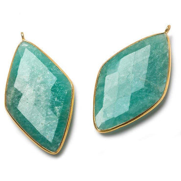 45x24mm Vermeil Bezel Amazonite faceted Kite Pendant 1 piece (ONLINE ORDER ONLY)
