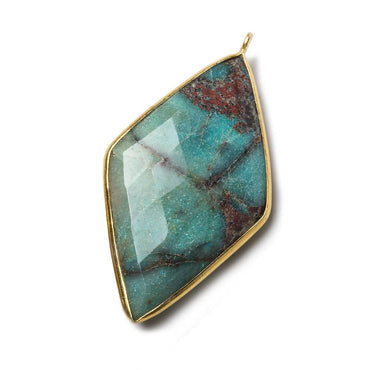 45x24mm Vermeil Bezel Chrysocolla faceted Kite Pendant 1 piece (ONLINE ORDER ONLY)