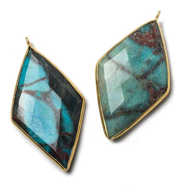 45x24mm Vermeil Bezel Chrysocolla faceted Kite Pendant 1 piece (ONLINE ORDER ONLY)