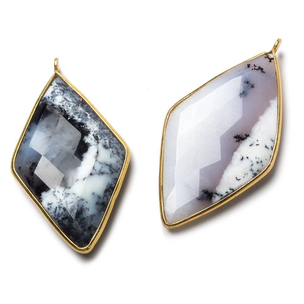 45x24mm Vermeil Bezel Dendritic Opal faceted Kite Pendant 1 piece (ONLINE ORDER ONLY)