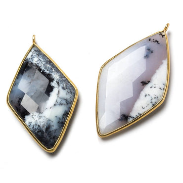 45x24mm Vermeil Bezel Dendritic Opal faceted Kite Pendant 1 piece (ONLINE ORDER ONLY)