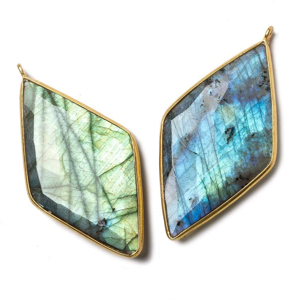 45x24mm Vermeil Bezel Labradorite faceted Kite Pendant 1 piece (ONLINE ORDER ONLY)