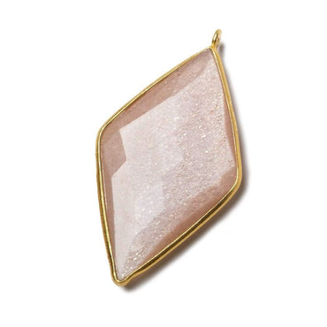 45x24mm Vermeil Bezel Peach Moonstone faceted Kite Pendant 1 piece (ONLINE ORDER ONLY)