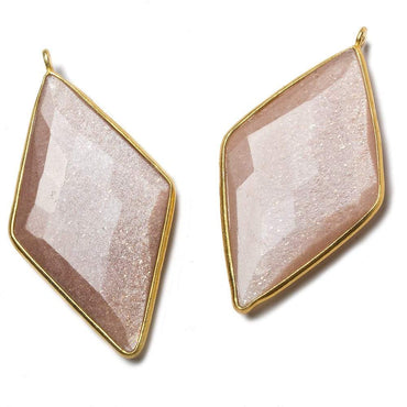 45x24mm Vermeil Bezel Peach Moonstone faceted Kite Pendant 1 piece (ONLINE ORDER ONLY)