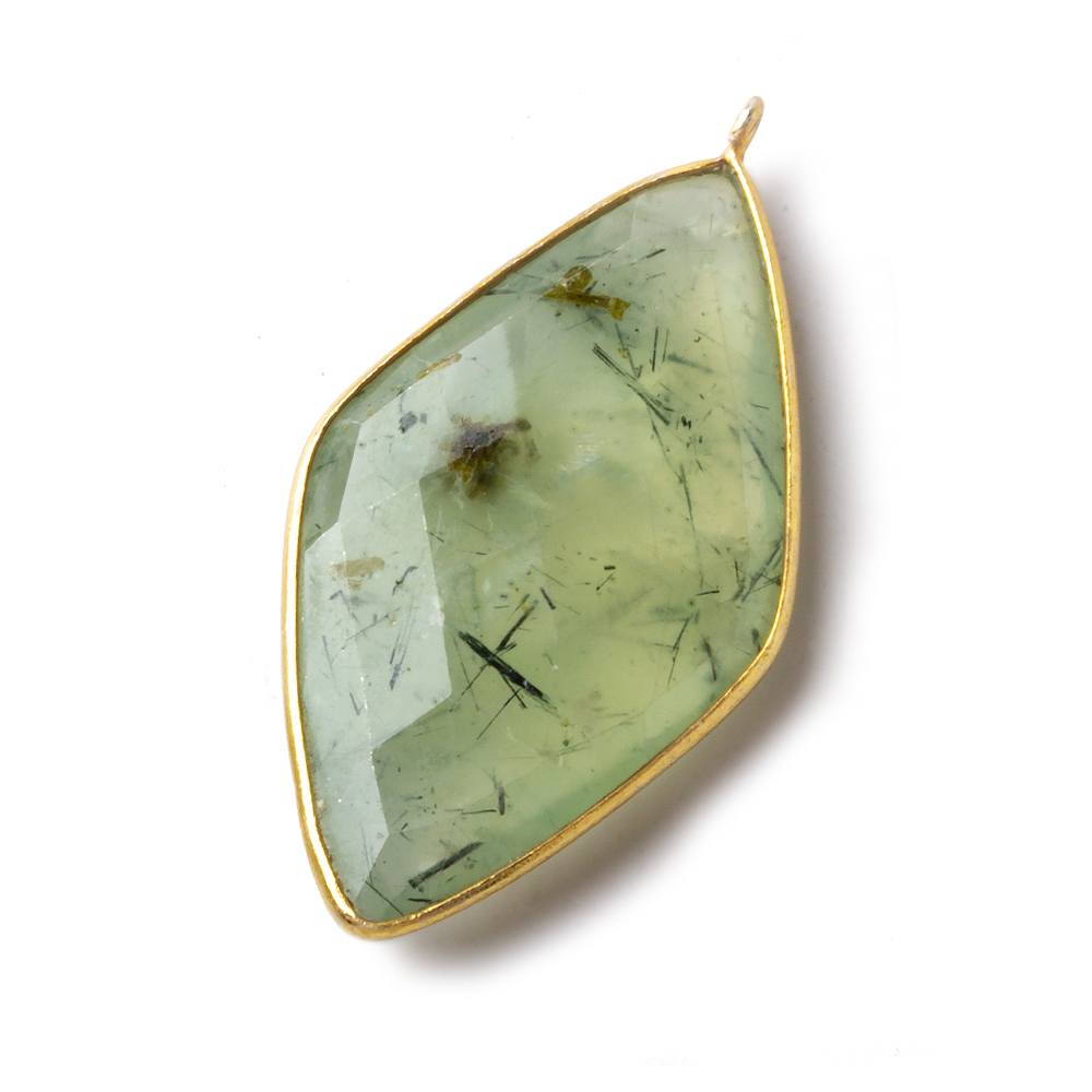 45x24mm Vermeil Bezel Prehnite faceted Kite Pendant 1 piece (ONLINE ORDER ONLY)