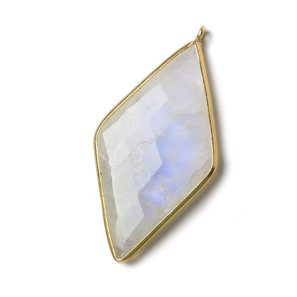 44x25mm Vermeil Bezel Rainbow Moonstone faceted Kite Pendant 1 piece (ONLINE ORDER ONLY)