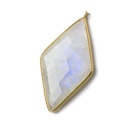 44x25mm Vermeil Bezel Rainbow Moonstone faceted Kite Pendant 1 piece (ONLINE ORDER ONLY)