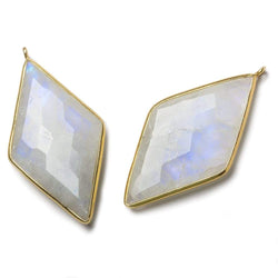 44x25mm Vermeil Bezel Rainbow Moonstone faceted Kite Pendant 1 piece (ONLINE ORDER ONLY)