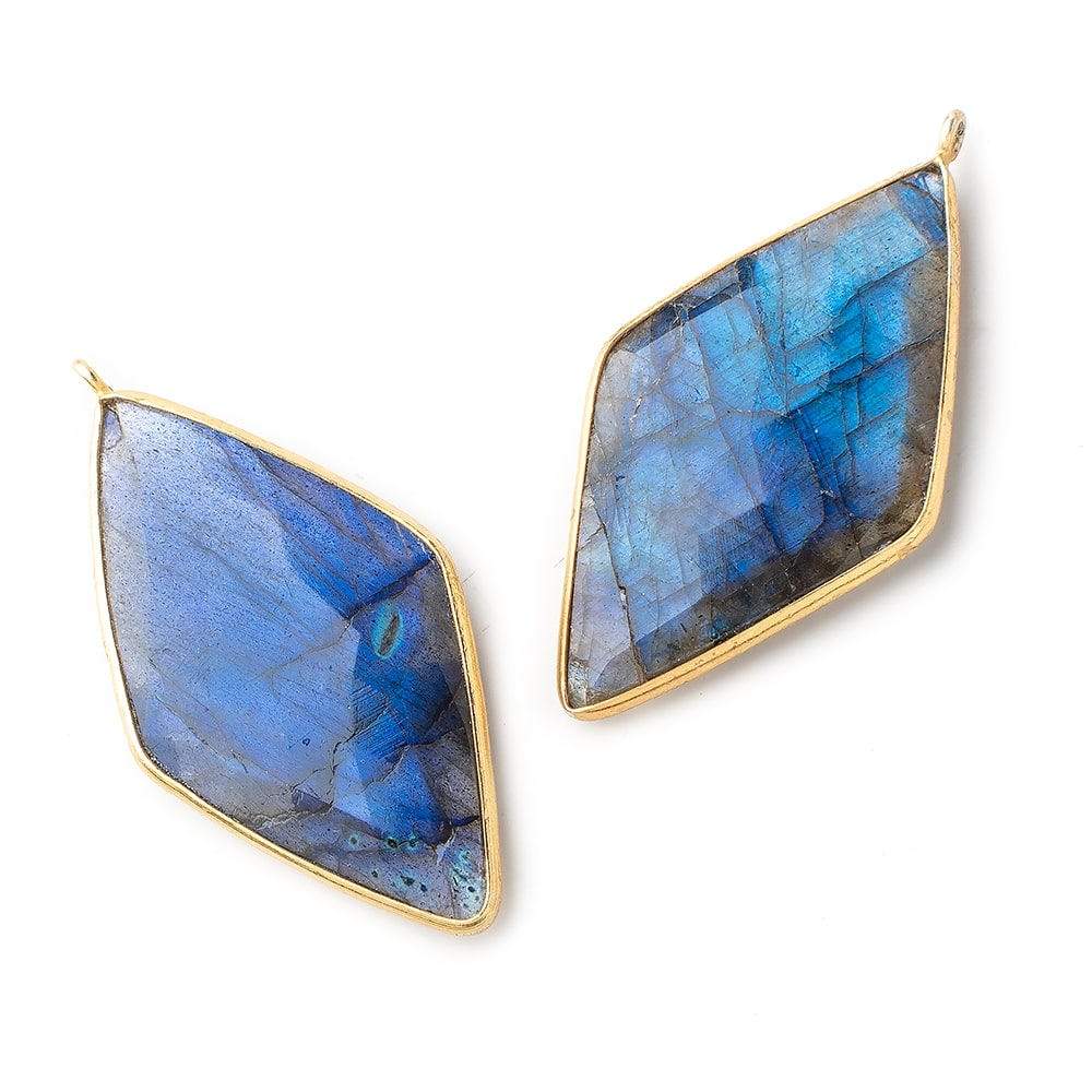 45x24mm Vermeil Bezeled Labradorite Faceted Kite Pendant 1 Piece (ONLINE ORDER ONLY)