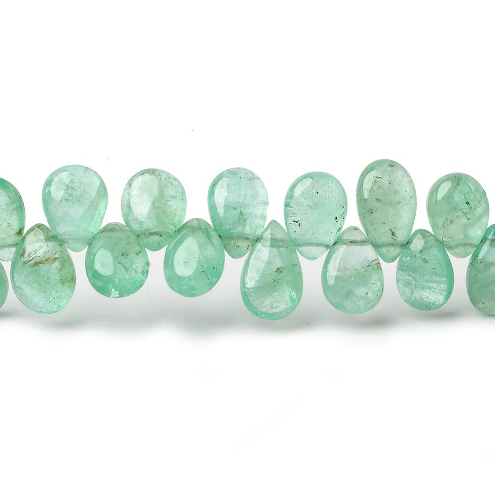 4.5x3-7.5x5mm Colombian Emerald plain pears 7.5 inch 67 beads (ONLINE ORDER ONLY)