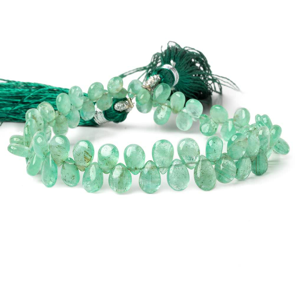 4.5x3-7.5x5mm Colombian Emerald plain pears 7.5 inch 67 beads (ONLINE ORDER ONLY)