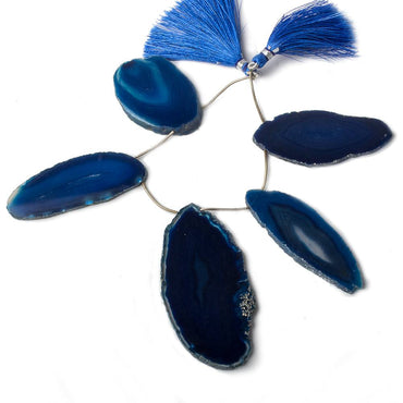 45x32-77x38mm Aegean Blue Agate Polished Slice Beads 5 pieces (ONLINE ORDER ONLY)