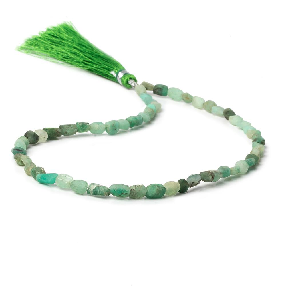 4.5x4-6x4.5mm Matte Colombian Emerald tumbled plain nuggets 12 inch 54 beads A (ONLINE ORDER ONLY)
