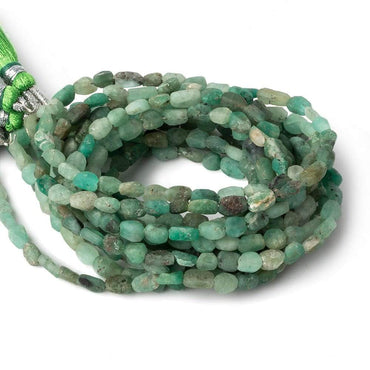 4.5x4-6x4.5mm Matte Colombian Emerald tumbled plain nuggets 12 inch 54 beads A (ONLINE ORDER ONLY)