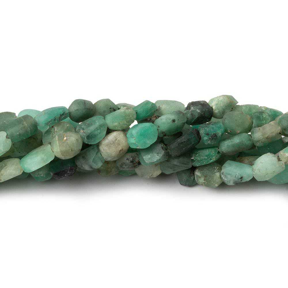4.5x4-6x4.5mm Matte Colombian Emerald tumbled plain nuggets 12 inch 54 beads A (ONLINE ORDER ONLY)