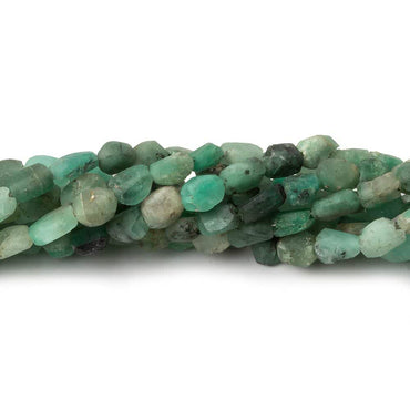 4.5x4-6x4.5mm Matte Colombian Emerald tumbled plain nuggets 12 inch 54 beads A (ONLINE ORDER ONLY)
