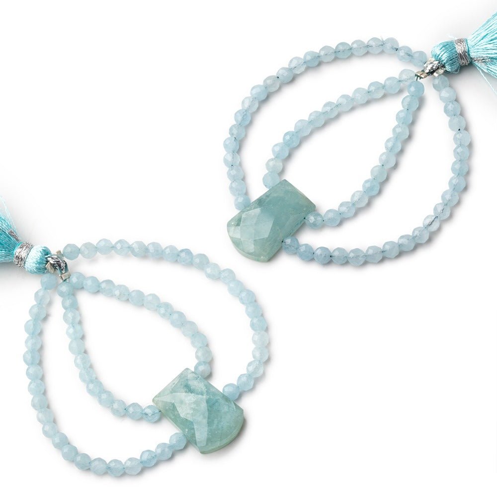 45x45mm Aquamarine Fancy Focal Beads Sold as a Set of 2 (ONLINE ORDER ONLY)