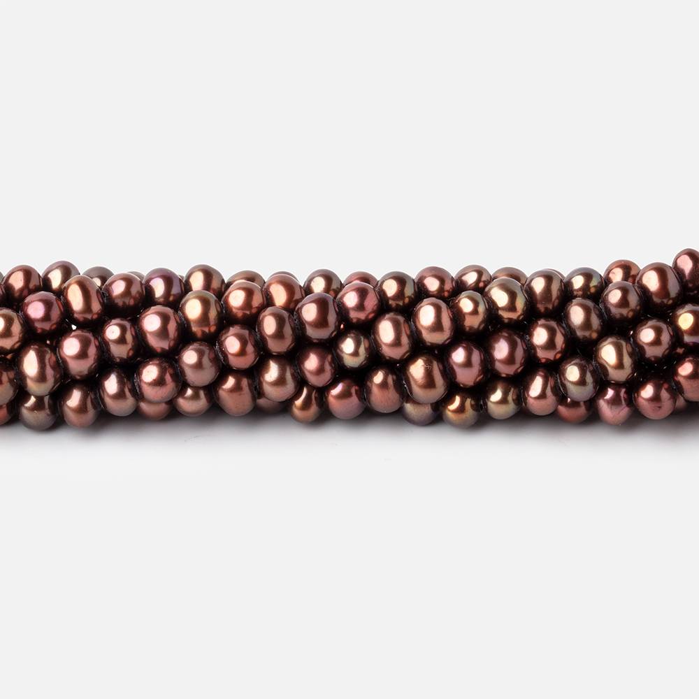 4.5x4mm Chocolate Brown Side Drilled Off Round Freshwater Pearls 16 inch 110 pieces (ONLINE ORDER ONLY)