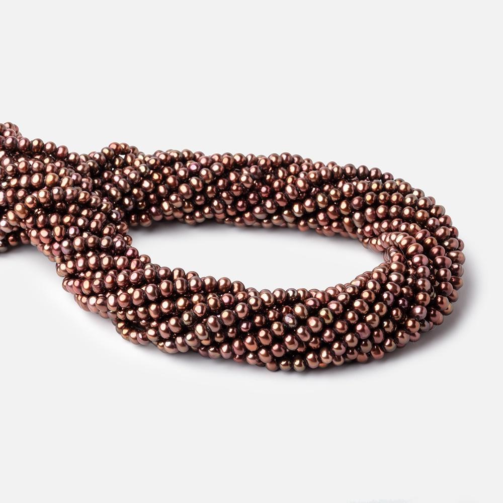 4.5x4mm Chocolate Brown Side Drilled Off Round Freshwater Pearls 16 inch 110 pieces (ONLINE ORDER ONLY)