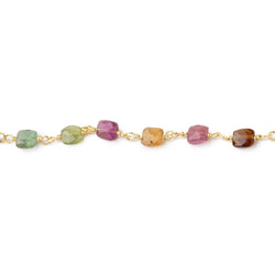 4.5x4mm Multi Color Tourmaline Faceted Rectangles on Vermeil Chain (ONLINE ORDER ONLY)