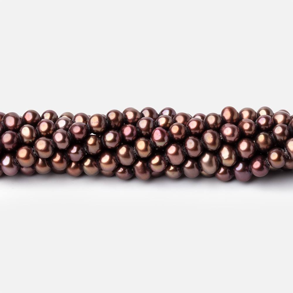4.5x4mm Walnut Brown Side Drilled Off Round Freshwater Pearls 16 inch 110 pieces (ONLINE ORDER ONLY)
