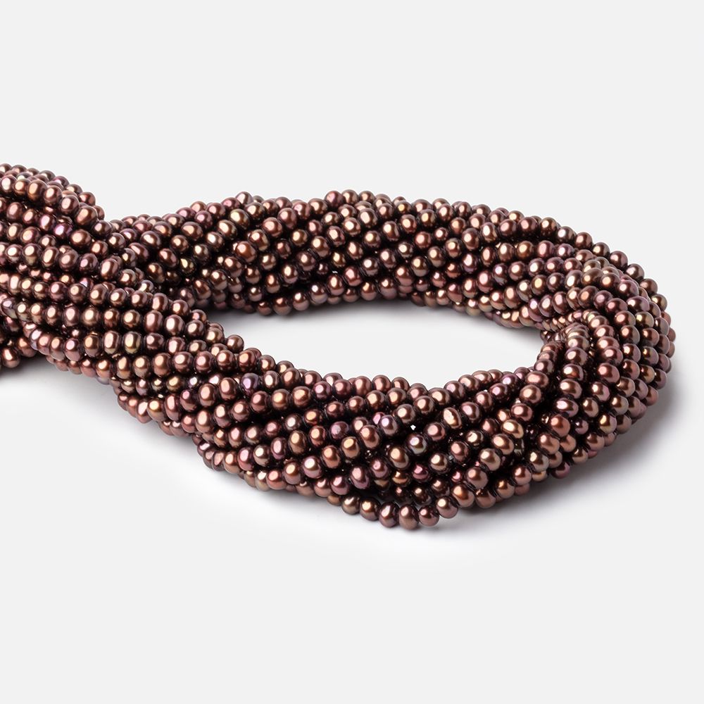 4.5x4mm Walnut Brown Side Drilled Off Round Freshwater Pearls 16 inch 110 pieces (ONLINE ORDER ONLY)
