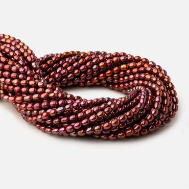 5x4.5-5.5x4.5mm Tri Color Red straight drilled Oval freshwater pearls 15 inch 74 pieces A (ONLINE ORDER ONLY)