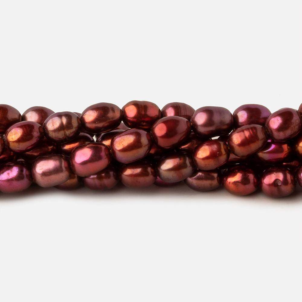 5x4.5-5.5x4.5mm Tri Color Red straight drilled Oval freshwater pearls 15 inch 74 pieces A (ONLINE ORDER ONLY)