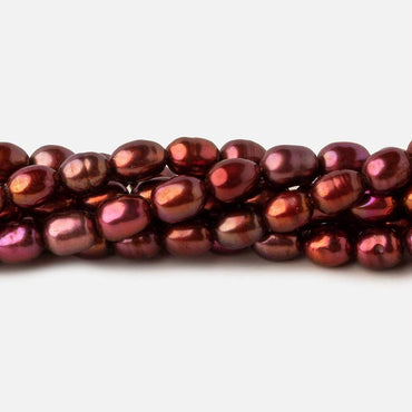 5x4.5-5.5x4.5mm Tri Color Red straight drilled Oval freshwater pearls 15 inch 74 pieces A (ONLINE ORDER ONLY)