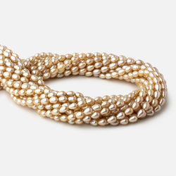 5.5x4.5-6.5x5mm Golden Beige straight drilled Oval freshwater pearls 16 inch 64 pieces A (ONLINE ORDER ONLY)