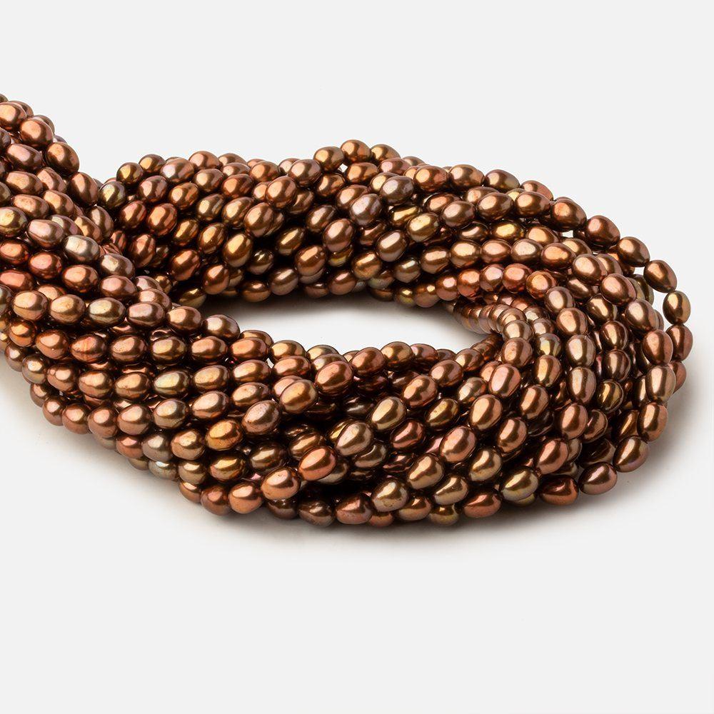 5x7mm Tri Color Brown straight drilled Oval freshwater pearls 15 inch 59 pieces A (ONLINE ORDER ONLY)