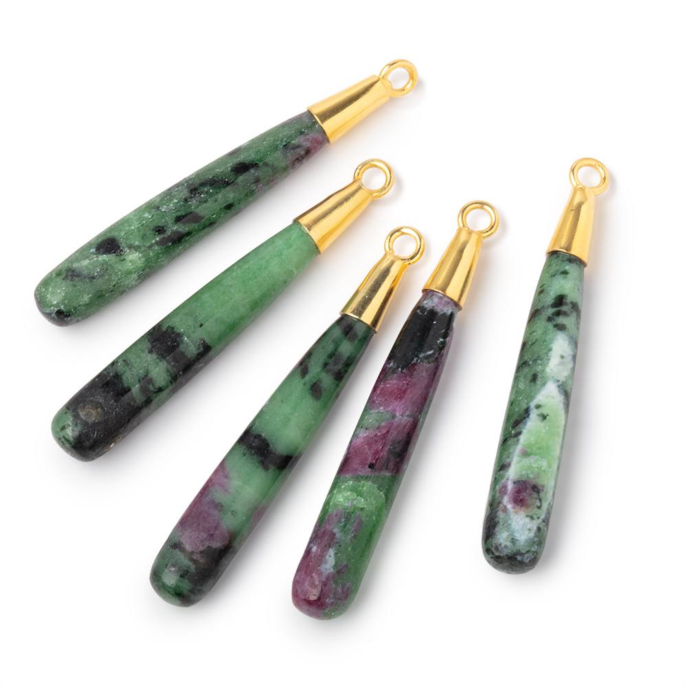 45x7mm Vermeil Capped Ruby in Zoisite Plain Tear Drop Pendant 1 piece (ONLINE ORDER ONLY)
