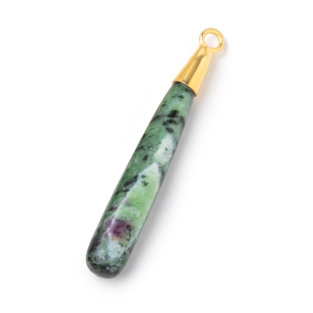 45x7mm Vermeil Capped Ruby in Zoisite Plain Tear Drop Pendant 1 piece (ONLINE ORDER ONLY)