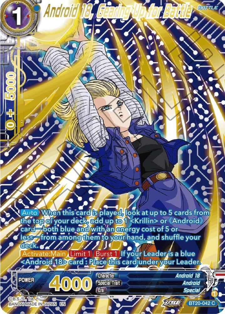 Android 18, Gearing Up for Battle (Gold-Stamped) (BT20-042) [Power Absorbed] (ONLINE ORDER ONLY)