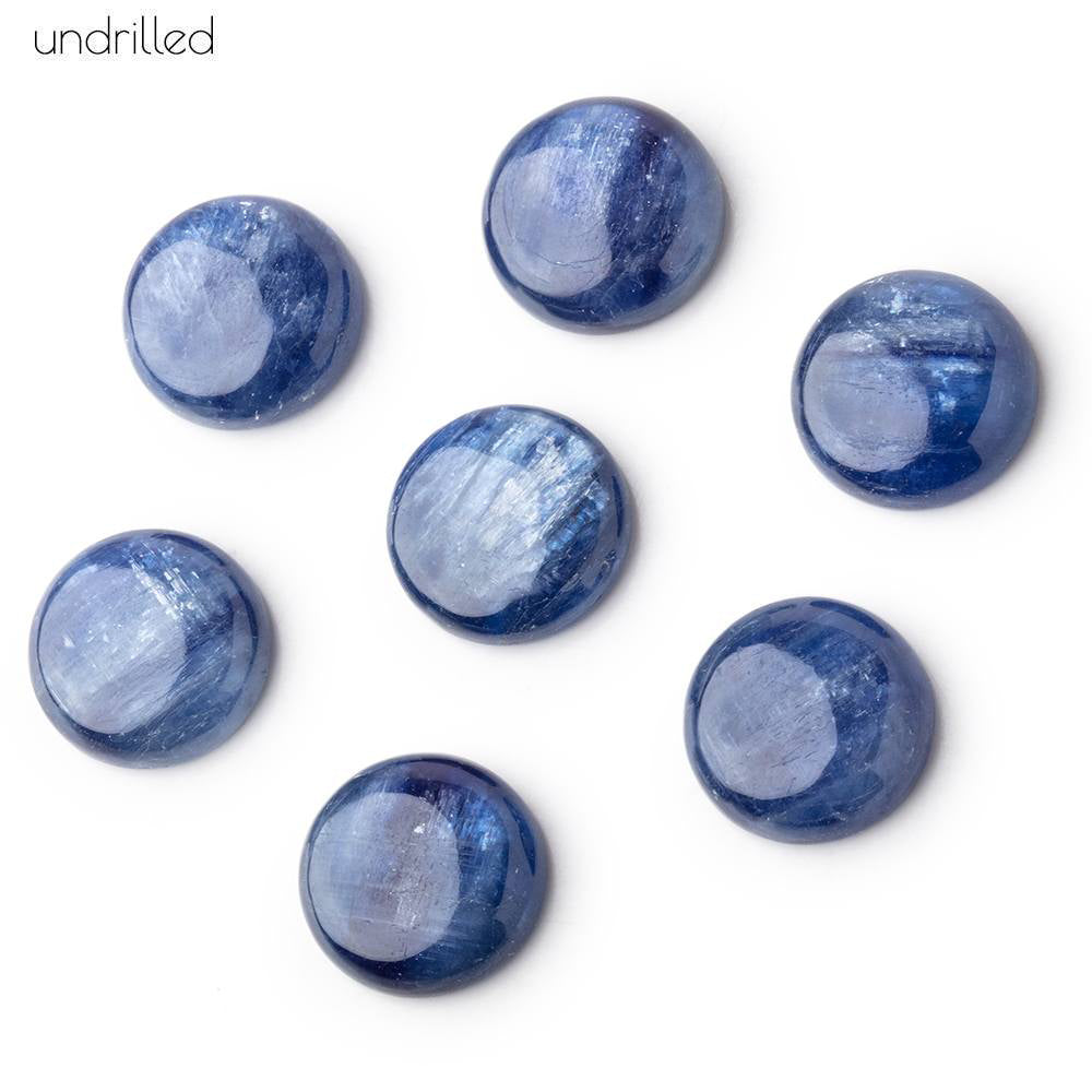 14mm Kyanite Plain Coin Cabochon Focal Beads - Undrilled (ONLINE ORDER ONLY)