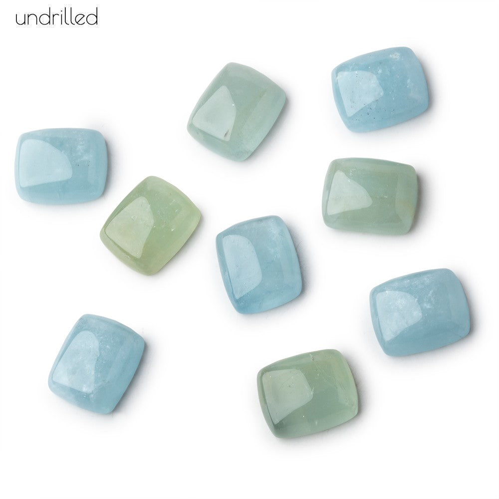 14x10mm Multi Color Aquamarine Plain Cushion Cabochon Focal Beads - Undrilled (ONLINE ORDER ONLY)