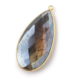 46.5x24mm Vermeil Bezeled Mystic Labradorite Faceted Pear Pendant 1 pc (ONLINE ORDER ONLY)