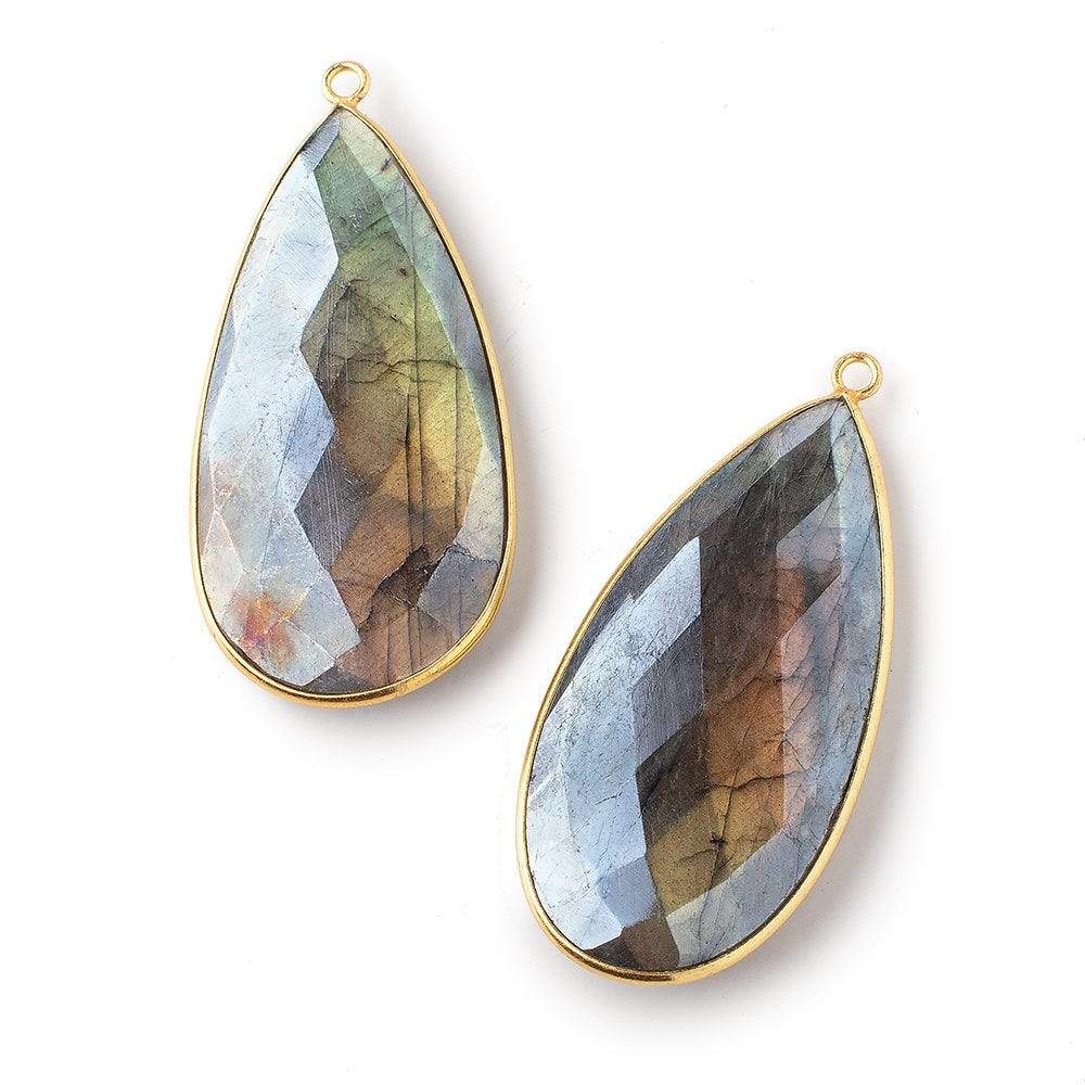 46.5x24mm Vermeil Bezeled Mystic Labradorite Faceted Pear Pendant 1 pc (ONLINE ORDER ONLY)