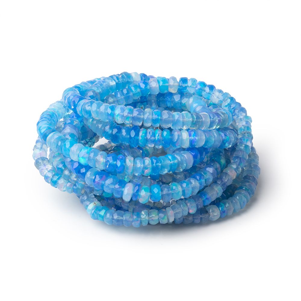 3.5-5.5mm Periwinkle Blue Ethiopian Opal Faceted Rondelles 16 inch 175 Beads AA (ONLINE ORDER ONLY)