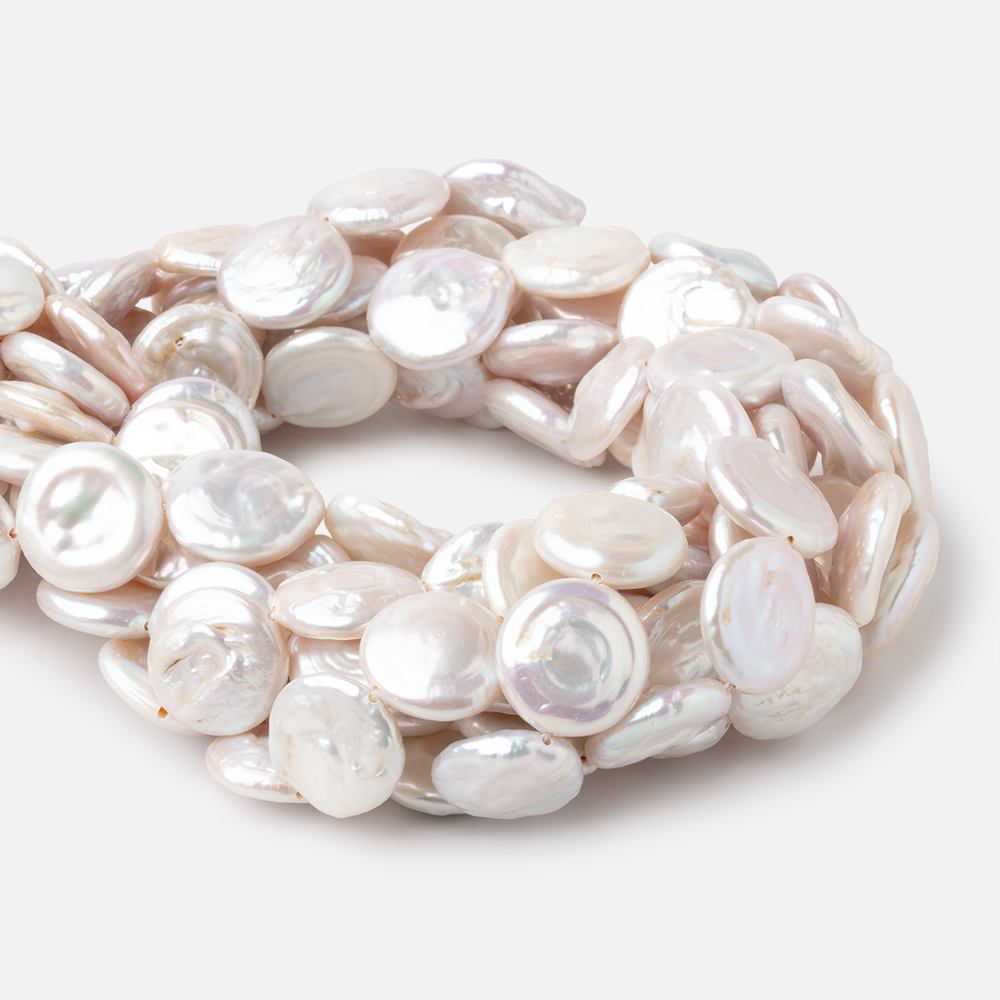 16-18mm Rosé White Coin Freshwater Pearls 15.5 inch 23 Beads (ONLINE ORDER ONLY)