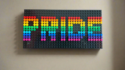 Build-It-Yourself DIY Pride Pixel Art Sign Kit – 32x16 Studs | Rainbow Mosaic on Black Base (ONLINE ORDER ONLY)