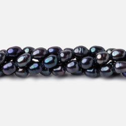 5x8mm Dark Navy Peacock Oval Straight Drilled Freshwater Pearls 14.5 inch 60 pcs (ONLINE ORDER ONLY)