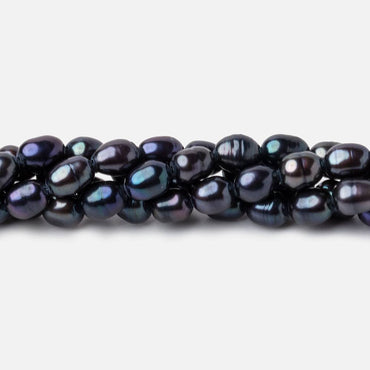 5x8mm Dark Navy Peacock Oval Straight Drilled Freshwater Pearls 14.5 inch 60 pcs (ONLINE ORDER ONLY)