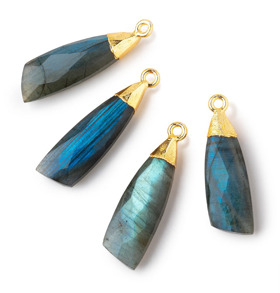 27x8mm Gold Leafed Labradorite Fancy Shape Pendant 1 piece