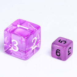 Purple Glow 7-Dice Mini-Dice RPG Set w/Black Numbers Miniature Dice (Online Only)